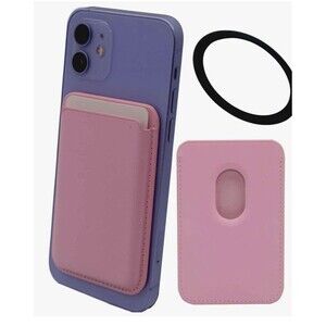 MagSafe Leather Card Holder Wallet for iPhone 15/14/13/12/Plus/Pro/Max Pink NEW